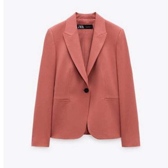 Zara Pink Single Breasted Blazer Sz 4 - Picture 1 of 8